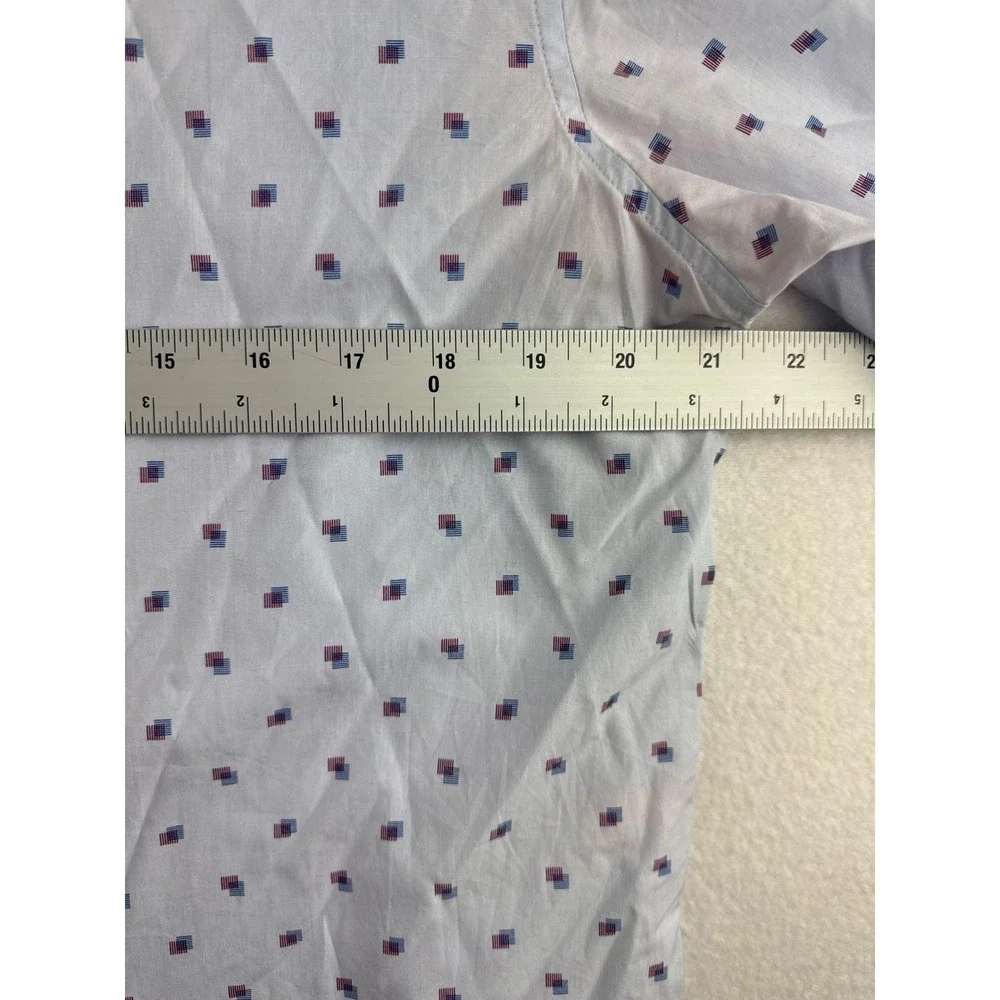 Banana Republic Grant Fit Mens Large Blue Geometric 120s Supima‎ Cotton Shirt